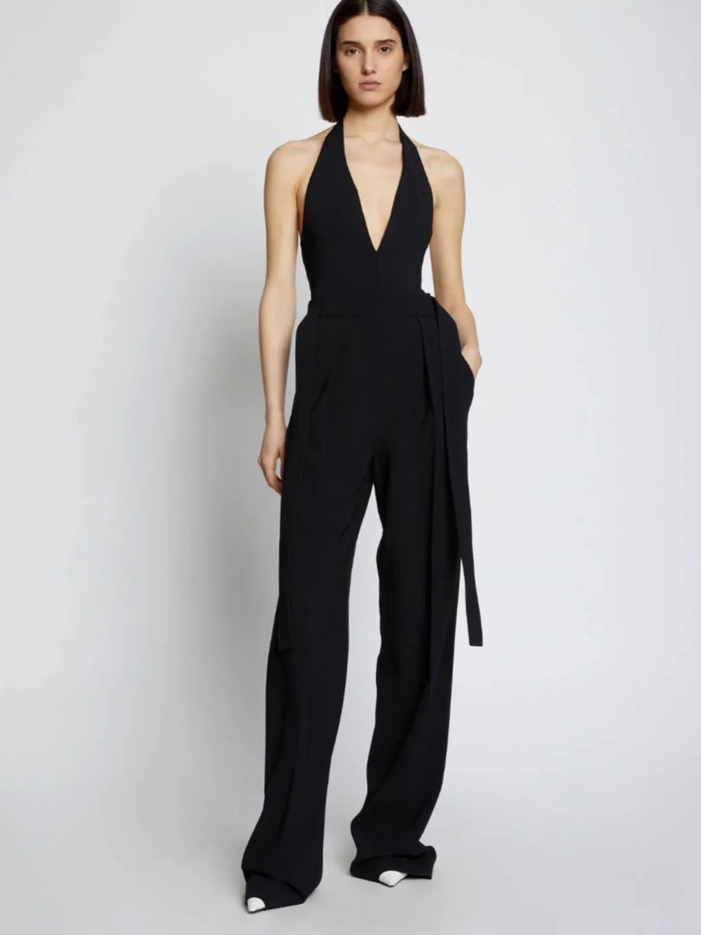 Proenza Schouler White Label Black Crepe Suiting Wide Leg Pants NWT Size 6